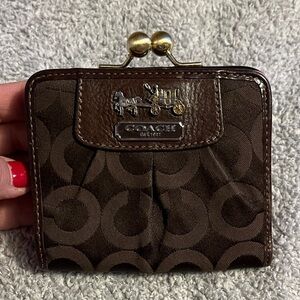 Coach Dark Brown Signature Wallet Coin Purse